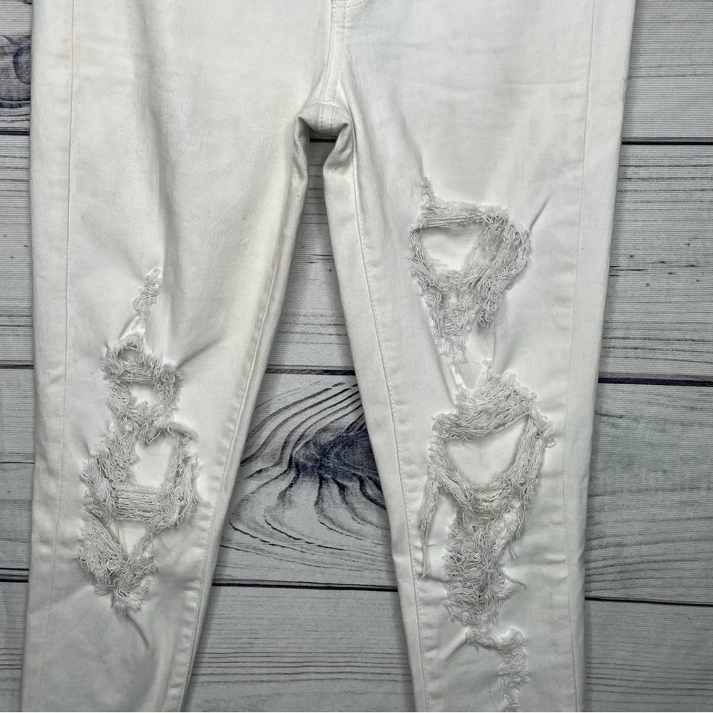 American Eagle outfitters white ripped super high-rise jagging size 4 - Picture 4 of 16